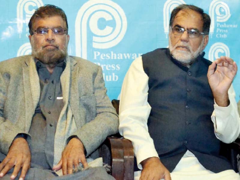 pml n k p general secretary rehmat salam khattak addresses the media at peshawar press club photo nni