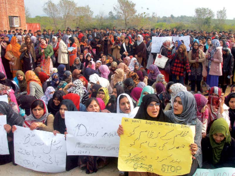 the students gathered in the evening and vowed assemble again until their demands are met photo waseem nazir express