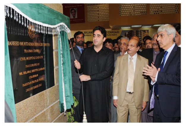 chairman ppp inaugurating benazir bhutto trauma centre at civil hospital photo ppi chairman ppp inaugurating benazir bhutto trauma centre at civil hospital photo ppi