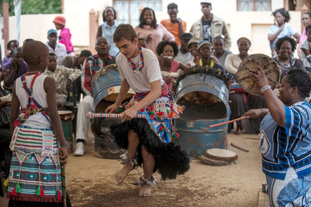 this file photo taken on november 14 2015 shows twelve year old south african kyle todd c dancing during his initiation ceremony to become a sangoma or traditional healer at a traditional healer school in pretoria south africa photo afp