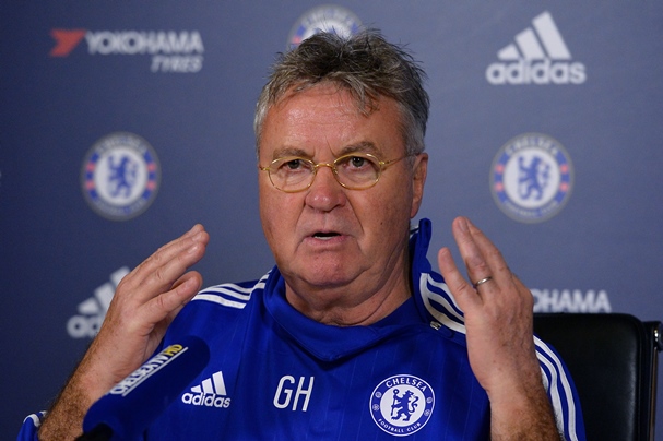 chelsea 039 s interim manager guus hiddink hosts a press conference at the club 039 s training ground in cobham south west london on december 23 2015 photo afp