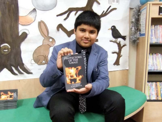 hamza khurram displays his novel protectors of the grael at his book launch in coventry photo courtesy bushra khurram hamza khurram displays his novel protectors of the grael at his book launch in coventry photo courtesy bushra khurram