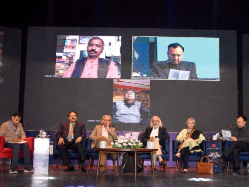 speakers express their views during session on the evolution of urdu novel at the 14th internatioanl urdu conference photo express