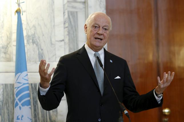 united nations special envoy for syria staffan de mistura talks during a joint news conference with italian foreign minister paolo gentiloni in rome italy on december 7 2015 photo reuters