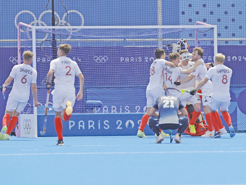 james albery jacob draper nicholas park lee morton of britain and rupert shipperley of britain celebrate their second goal against france photo reuters