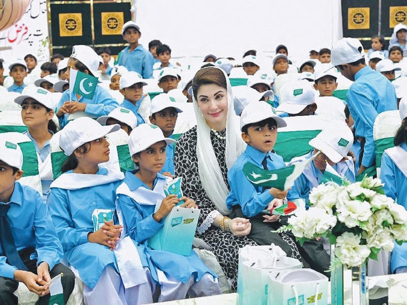 punjab cm maryam nawaz sits with pupils in their classroom during a visit to a government primary school in dera ghazi khan photo express