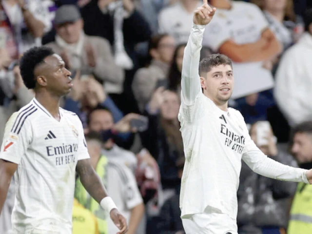 real madrid s uruguayan midfielder federico valverde celebrates after scoring the winner photo afp real madrid s uruguayan midfielder federico valverde celebrates after scoring the winner photo afp