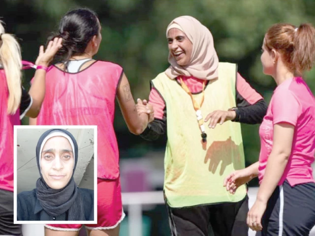 football referee maha mohammad shabat before october 7 2023 in berlin l and her on july 28 2025 in gaza r photo courtest maha shabat football referee maha mohammad shabat before october 7 2023 in berlin l and her on july 28 2025 in gaza r photo courtest maha shabat
