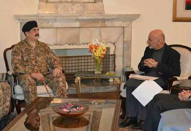 chief of army staff general raheel sharif in a meeting with afghan president ashraf ghani in kabul on december 27 2015 photo ispr