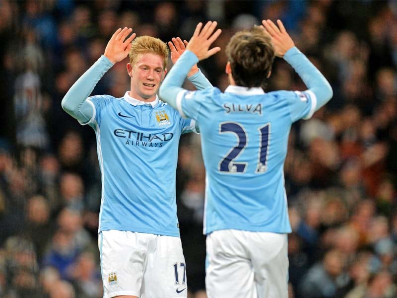 de bruyne got on the scoresheet against sunderland on saturday and will be looking to increase his season s tally against surprise title rivals leicester photo afp