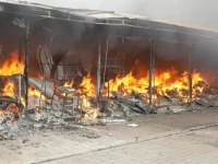 fire destroys dozens of stalls at kotri market