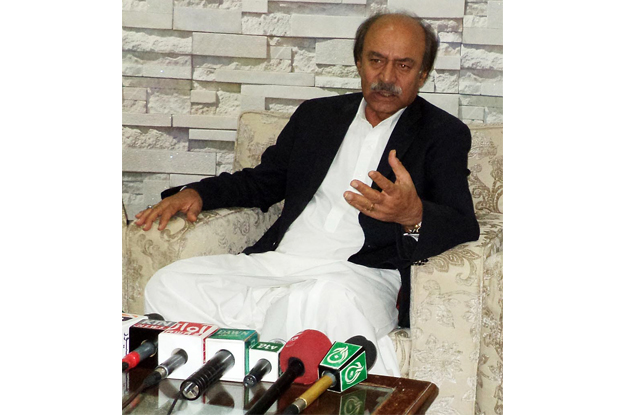 sindh minister nisar ahmed khuhro addressing a press conference photo online