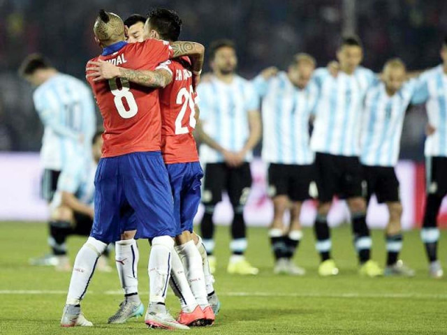 the argentinians who had enjoyed an unbeaten run to the copa america final were stopped in their tracks by a relentless and focused chile photo afp the argentinians who had enjoyed an unbeaten run to the copa america final were stopped in their tracks by a relentless and focused chile photo afp