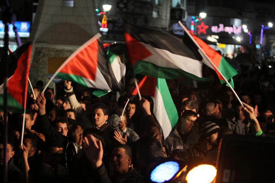 palestinians celebrate new year 039 s eve in the west bank city of ramallah in 2012 photo afp