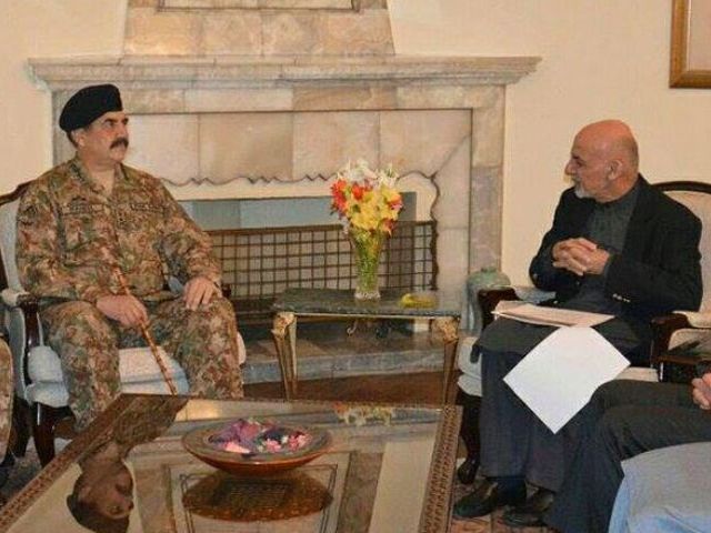 chief of army staff general raheel sharif in a meeting with afghan president ashraf ghani in kabul on december 27 2015 photo ispr