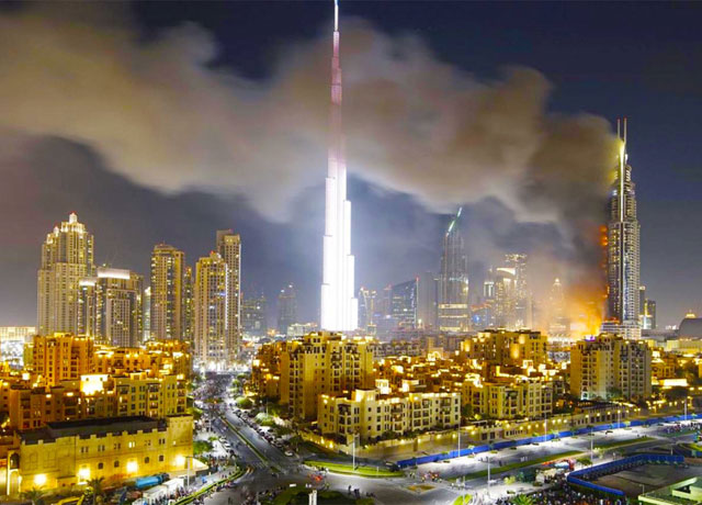 firefighters tackle dubai blaze after all night effort investigate cause