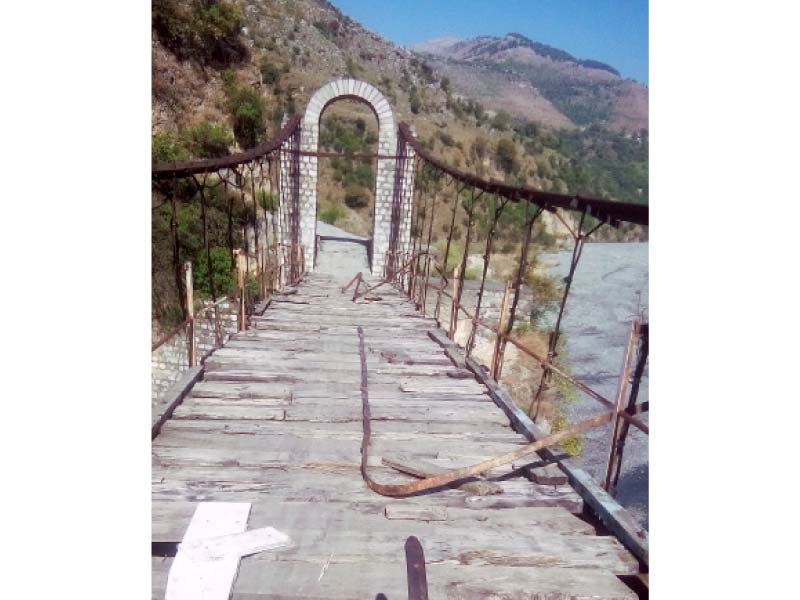 a view of a suspension bridge in gal dhok village photos express