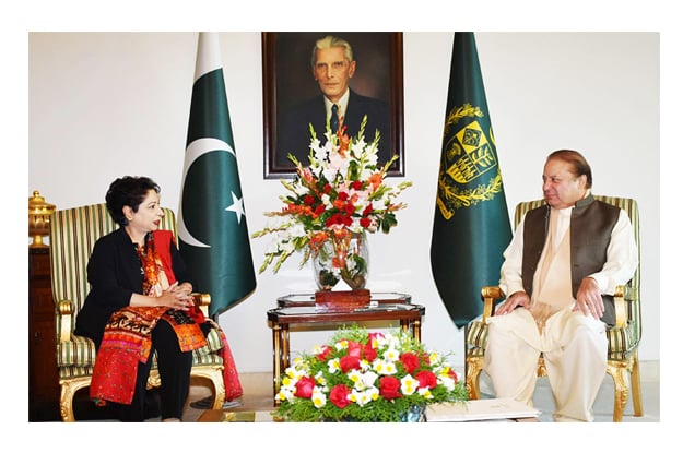 dr maleeha lodhi permanent representative of pakistan to the united nations un called on prime minister nawaz sharif at the pm house photo online