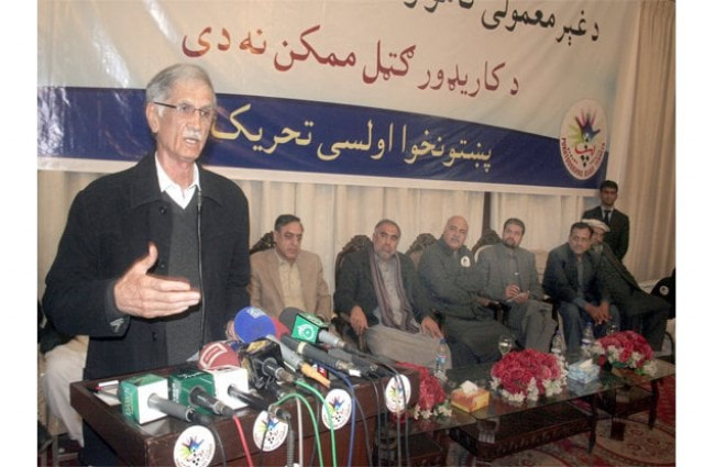 chief minister pervez khattak addressing a gathering organising by the pakhtunkhwa ulasi tehreek pat at auqaf hall on saturday photo express chief minister pervez khattak addressing a gathering organising by the pakhtunkhwa ulasi tehreek pat at auqaf hall on saturday photo express