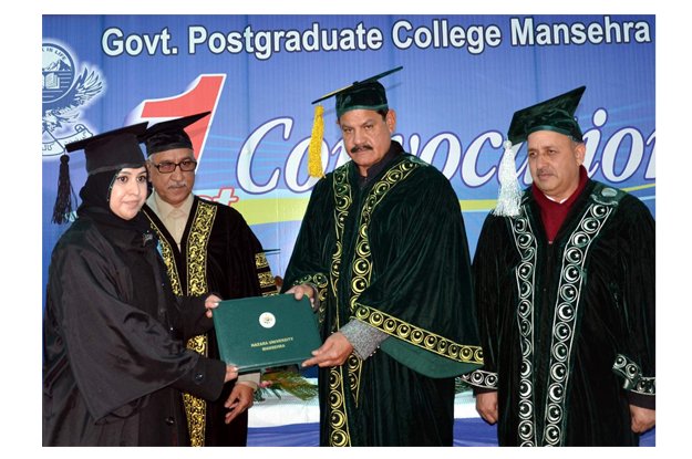 special assistant to chief minister for information and higher education mushtaq ahmad ghani awarding degree to a graduating student photo express