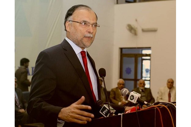 federal minister for planning development and reform ahsan iqbal speaking at an alumni reunion ceremony at the university of engineering and technology uet lahore photo courtesy uet media society