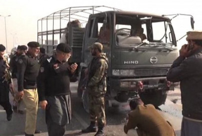 two soldiers injured as army truck targeted near islamabad peshawar motorway toll plaza
