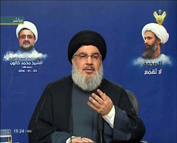 an image grab taken from hezbollah 039 s al manar tv on january 3 2016 shows hassan nasrallah the head of hezbollah giving a televised address from an undisclosed location in lebanon photo afp an image grab taken from hezbollah 039 s al manar tv on january 3 2016 shows hassan nasrallah the head of hezbollah giving a televised address from an undisclosed location in lebanon photo afp