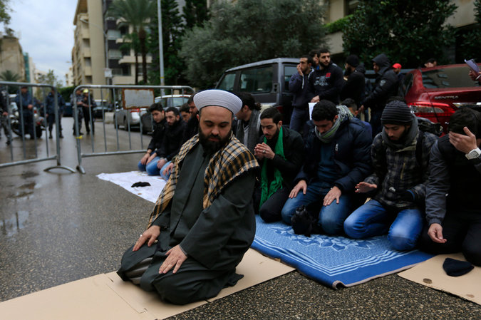 sunnis and shias praying together on sunday in beirut lebanon in protest of the execution of sheikh nimr al nimr photo ap