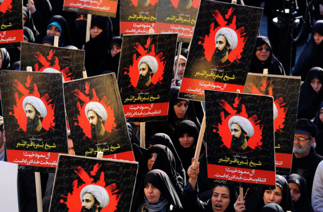 iranian women gather during a demonstration against the execution of prominent shiite muslim cleric nimr al nimr portrait by saudi authorities at imam hossein square in the capital tehran on january 4 2016 photo afp iranian women gather during a demonstration against the execution of prominent shiite muslim cleric nimr al nimr portrait by saudi authorities at imam hossein square in the capital tehran on january 4 2016 photo afp