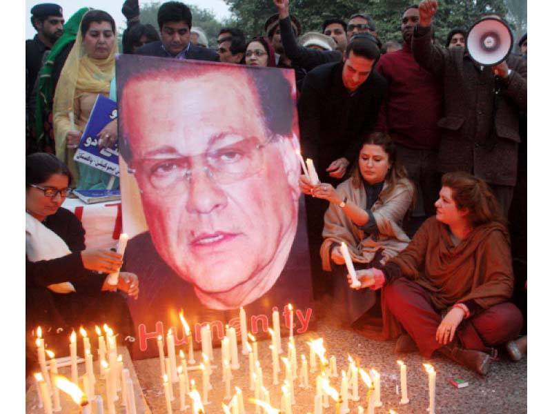 scores of activists gathered to pay tribute to the slain governor photo abid nawaz express