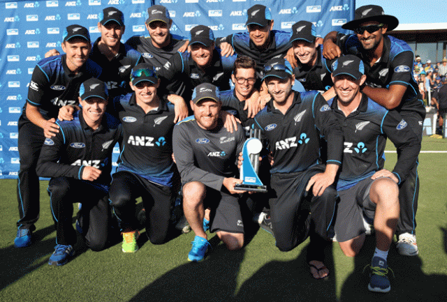 new zealand celebrate winning the series 3 1 after the fifth one day international cricket match between new zealand and sri lanka at the bay oval in mount maunganui on january 5 2016 photo afp new zealand celebrate winning the series 3 1 after the fifth one day international cricket match between new zealand and sri lanka at the bay oval in mount maunganui on january 5 2016 photo afp