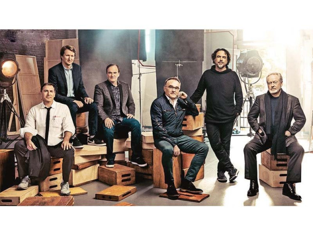 directors david o russell tom hooper quentin tarantino danny boyle alejandro g inarritu and ridley scott strike a pose photo file directors david o russell tom hooper quentin tarantino danny boyle alejandro g inarritu and ridley scott strike a pose photo file