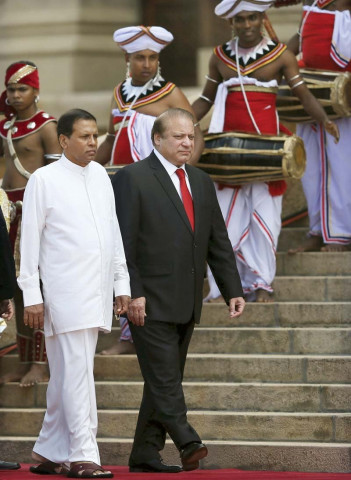 sri lankan president welcomes pm nawaz photo reuters sri lankan president welcomes pm nawaz photo reuters