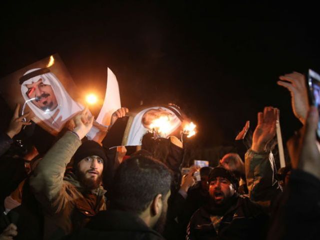 iranian protesters gather outside the saudi embassy in tehran during a demonstration against the execution of prominent shia cleric nimr al nimr by saudi authorities on january 2 2016 photo afp