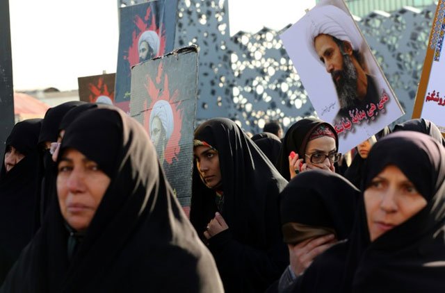 iranian women demonstrate in tehran against the execution of prominent shia muslim cleric nimr al nimr by saudi authorities on january 4 2016 photo afp