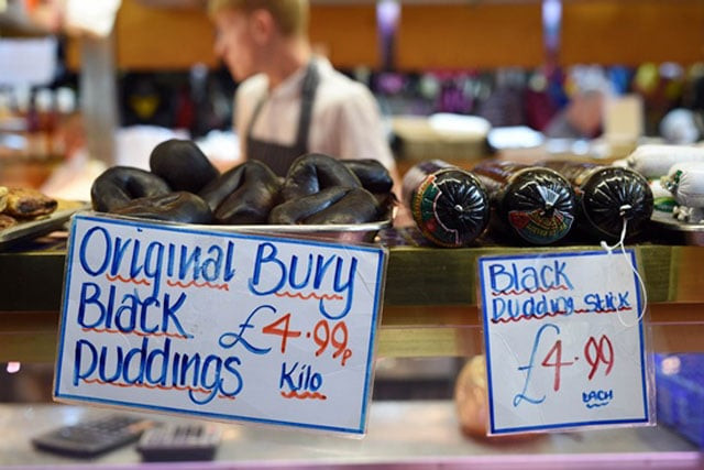 the crumbly blood sausage traditionally served with hearty favourites like bacon and fried egg contains high levels of protein iron calcium and zinc photo afp the crumbly blood sausage traditionally served with hearty favourites like bacon and fried egg contains high levels of protein iron calcium and zinc photo afp