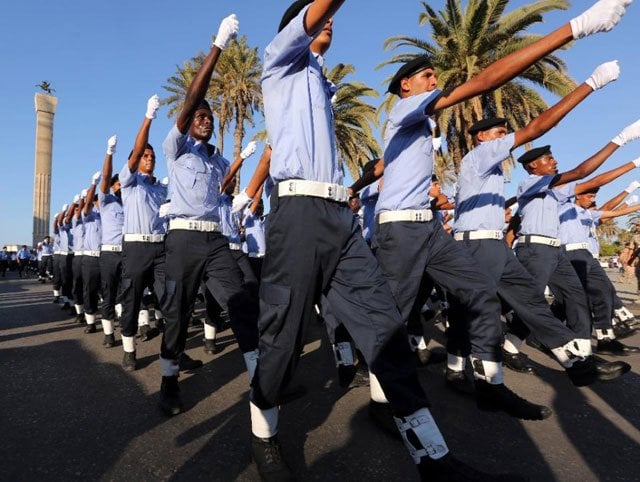 police cadets parade during a graduation ceremony in tripoli on june 8 2015 photo afp