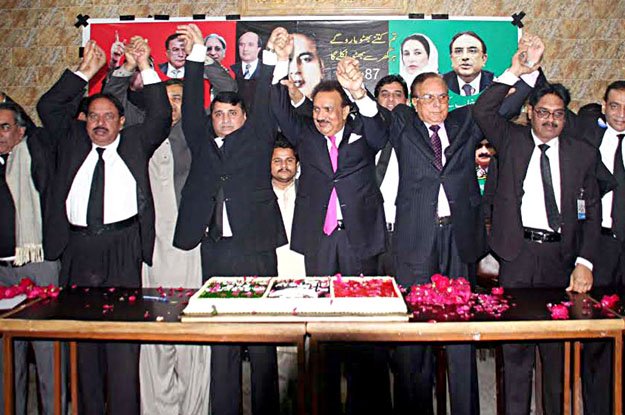 an event organised by the people s lawyers forum in connection with the 88th birth anniversary of former prime minister bhutto photo express