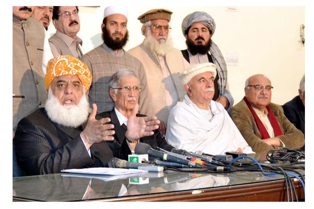 jui f chief maulana fazlur rehman addressing a press conference photo express