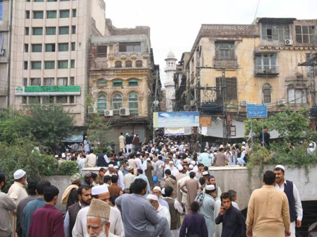 residents of peshawar city gather on streets in wake of major earthquake on october 26 2015 photo muhammad iqbal express