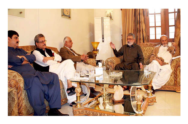 pir pagara the chief of pakistan muslim league functional pml f addressing a meeting of grand alliance of opposition parties at kungri house photo online