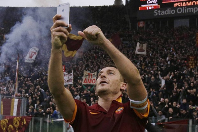 totti taking selfie moments after scoring a goal photo reuters totti taking selfie moments after scoring a goal photo reuters