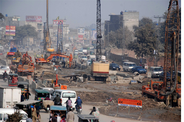 a view of the orange line metro train construction site photo express