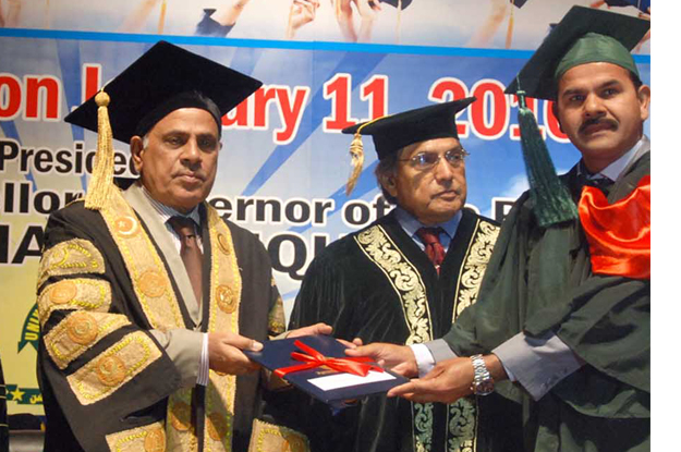 governor rafique rajwana awarding degree to a graduating student photo express