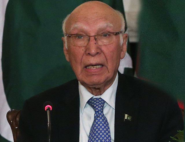 a file photo of adviser to the prime minister on foreign affairs sartaj aziz photo afp