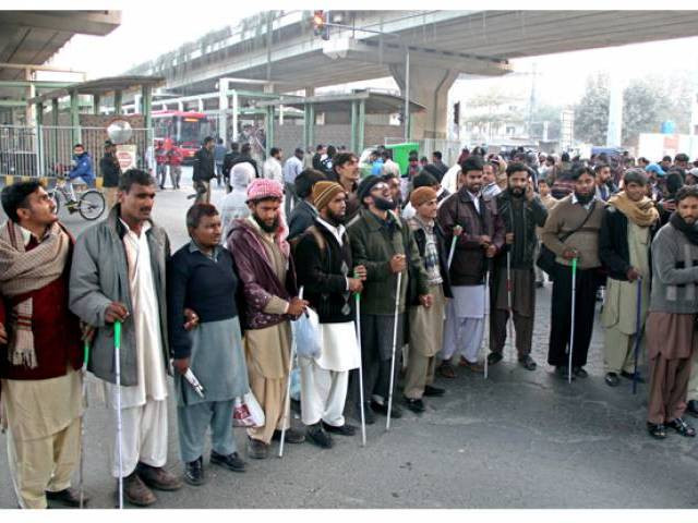 a demonstration was held by a group of visually impaired persons in support of their demands photo express a demonstration was held by a group of visually impaired persons in support of their demands photo express