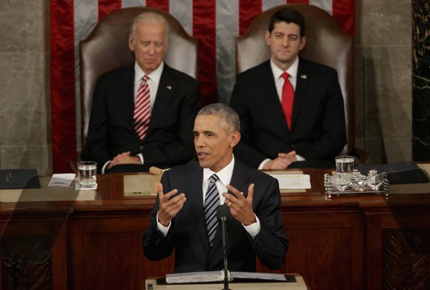 us president barack obama delivers the state of the union speech before members of congress in the house chamber of the us capitol january 12 2016 in washington dc photo afp