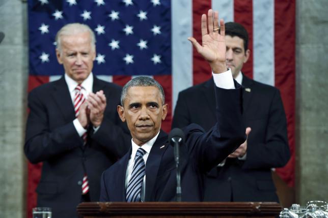 us president barack obama waves at the conclusion of his final state of the union address to a joint session of congress in washington january 12 2016 photo reuters