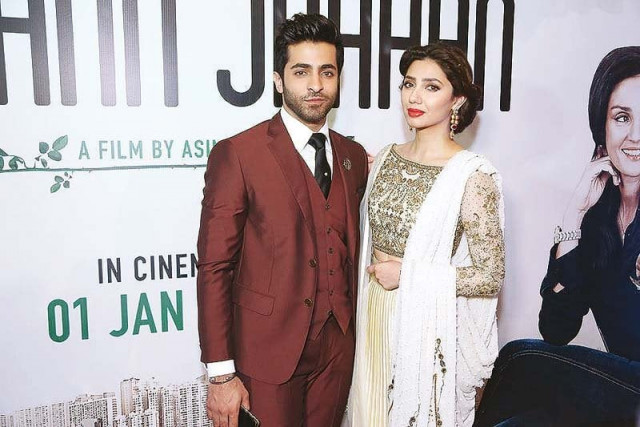 actors sheheryar munawwar and mahira khan strike a pose at the karachi premier of ho mann jahaan photo file actors sheheryar munawwar and mahira khan strike a pose at the karachi premier of ho mann jahaan photo file
