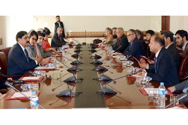 afghan regional security delegation headed by general sher karimi called on lt gen retd naseer khan janjua photo inp